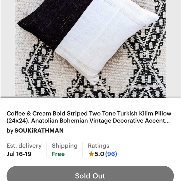 1 Turkish Wool Pillow Insert Vintage Boho Decor - Picture 2 of 8